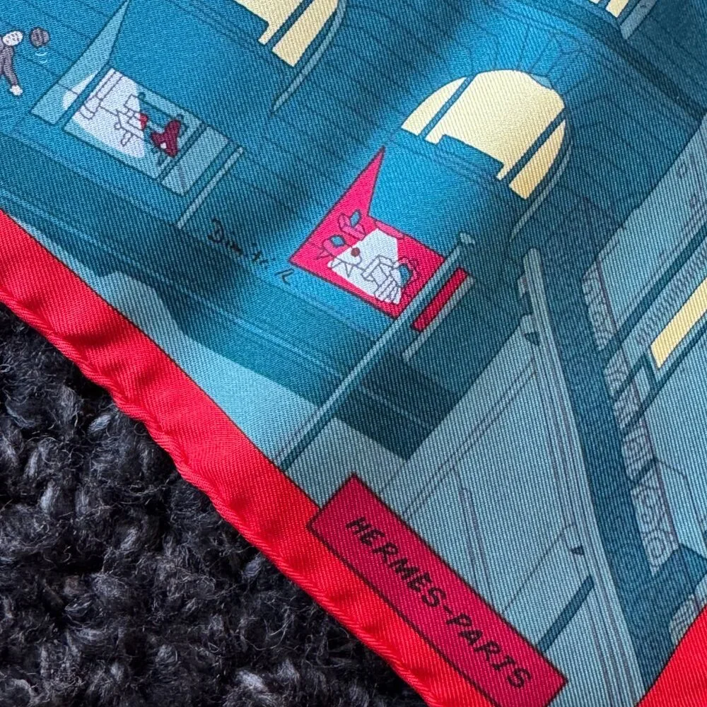 Hermès "Space Shopping au Faubourg" 42cm Silk Scarf - Picture 5 of 9